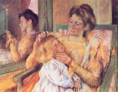 Mary Cassatt Woman Combing her Child's Hair oil painting picture